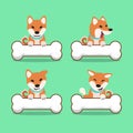 Cartoon character shiba inu dog with big bones