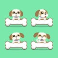 Cartoon character shih tzu dog with big bones