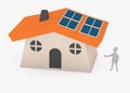 Cartoon character showing solar house2 Royalty Free Stock Photo