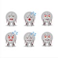 Cartoon character of silver medals ribbon with sleepy expression