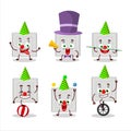 Cartoon character of single electric adapter with various circus shows