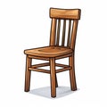 Vivid Stonepunk Style Cartoon Illustration Of Wooden Chair On White Background