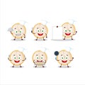 Cartoon character of slice of burmese grapes with various chef emoticons