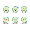 Cartoon character of slice of cucumber with sleepy expression