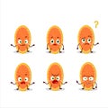 Cartoon character of slice of curuba fruit with what expression Royalty Free Stock Photo