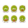 Cartoon character of slice of kiwi with smile expression