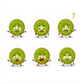 Cartoon character of slice of kiwi with what expression