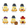 Cartoon character of slice of marinara pizza with various pirates emoticons Royalty Free Stock Photo