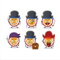 Cartoon character of slice of passion fruit with various pirates emoticons Royalty Free Stock Photo