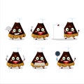 Cartoon character of slice of pecan pie with various chef emoticons