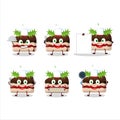 Cartoon character of slice of pudding cake christmas with various chef emoticons