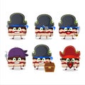 Cartoon character of slice of pudding cake christmas with various pirates emoticons