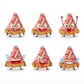 Cartoon character of slice of rhubarb pie with smile expression Royalty Free Stock Photo