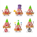 Cartoon character of slice of rhubarb pie with various circus shows Royalty Free Stock Photo