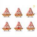 Cartoon character of slice of rhubarb pie with what expression Royalty Free Stock Photo