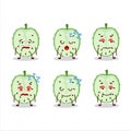 Cartoon character of slice of soursop with sleepy expression