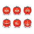 Cartoon character of slice of tomato with smile expression