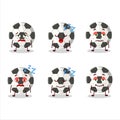 Cartoon character of soccer ball with sleepy expression