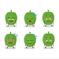 Cartoon character of soursop with sleepy expression