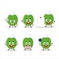Cartoon character of soursop with various chef emoticons
