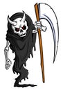 Cartoon character of spooky grim reaper on white background