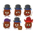 Cartoon character of steak with various pirates emoticons