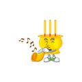 Cartoon character style of chinese gold incense performance with trumpet Royalty Free Stock Photo