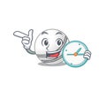 Cartoon character style cricket ball having clock Royalty Free Stock Photo
