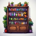 Cartoon Character Style Library: Medicinal Herbs, Potted Plants, Stainswashes