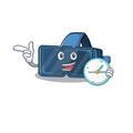 Cartoon character style vr virtual reality having clock Royalty Free Stock Photo