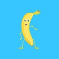 Cartoon Character Surprise Funny Yellow Banana. Vector