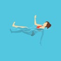 Cartoon Character Swimming or Diving Funny Person. Vector