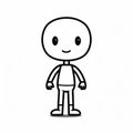 Black And White Cartoon Person Drawing In Robotics Kids Style