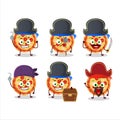 Cartoon character of tomato cheese pizza with various pirates emoticons Royalty Free Stock Photo