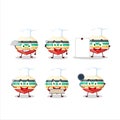 Cartoon character of top toy with various chef emoticons