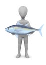 Cartoon character with tuna fish (nice catch) Royalty Free Stock Photo