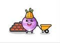 Cartoon character of turnip as a builder Royalty Free Stock Photo