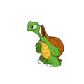 Cartoon character. Turtle shrugs. Isolated on white background. Animal theme