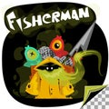 Cartoon character of undead fisherman