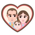 Cartoon character, vector drawing portrait happy family couples, icon, sticker. Loving husband, wife and child with big eyes smili Royalty Free Stock Photo