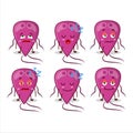 Cartoon character of virus diagnosis with sleepy expression