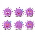 Cartoon character of virus particle with sleepy expression