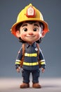 Cartoon Character Wearing Firemans Helmet. Generative AI.