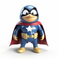 Bronze And Blue 3d Penguin Superhero Doll - Realistic Pigeoncore Style