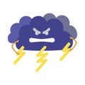 Cartoon Character Weather Forecast Sign Angry Cloud with Lightning. Vector