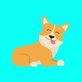 Cartoon Character Welsh Corgi Lying View. Vector