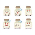 Cartoon character of white pepper bottle with sleepy expression