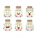 Cartoon character of white pepper bottle with smile expression