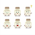 Cartoon character of white pepper bottle with what expression