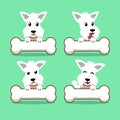 Cartoon character white scottish terrier dog with big bones